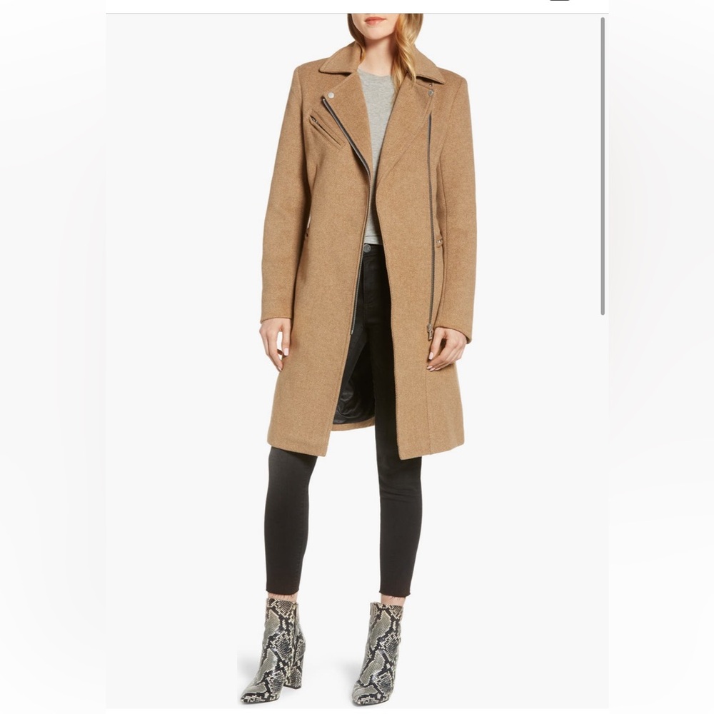 Avec Les Filles Moto Wool Blend Twill Coat